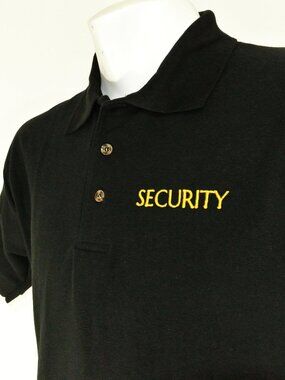 SECURITY Guard Law Enforcement Uniform Polo Shirt Black Size L Large